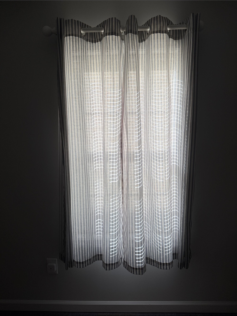 Striped Window Curtain Panels - White and blue